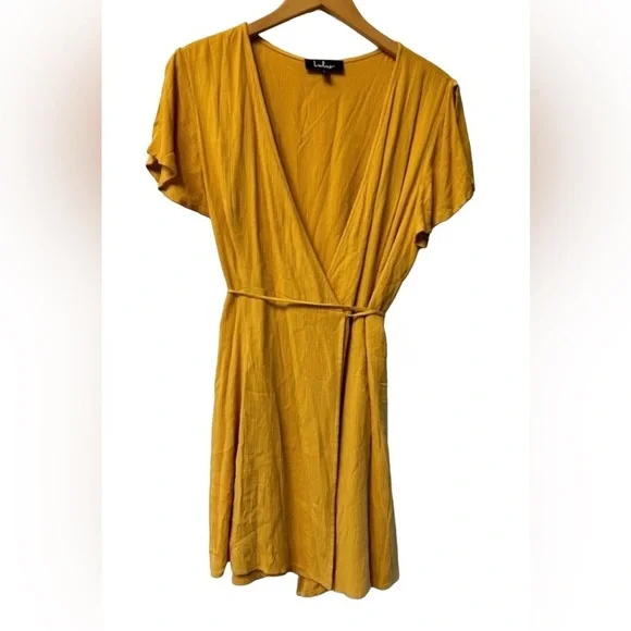 Lulus | Dresses | Lulus Mustard Yellow Wrap Dress Great For Summer Large |  Poshmark
